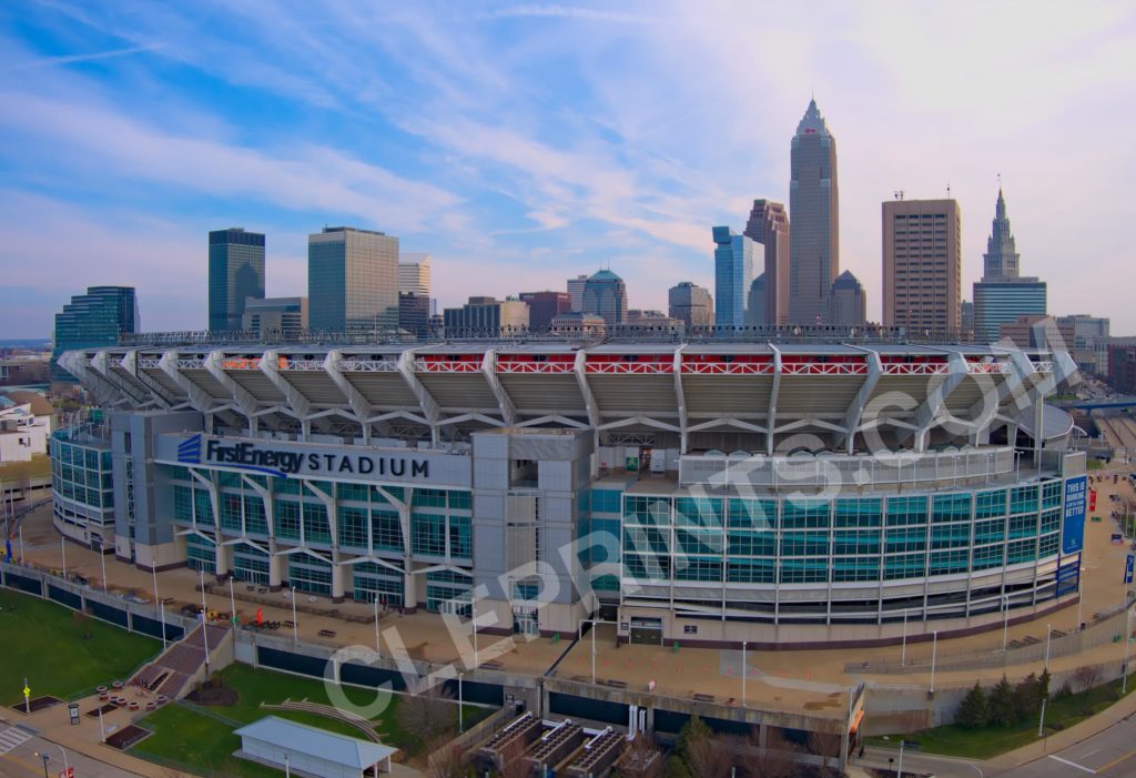 Cleveland Football Stadium With Skyline In View