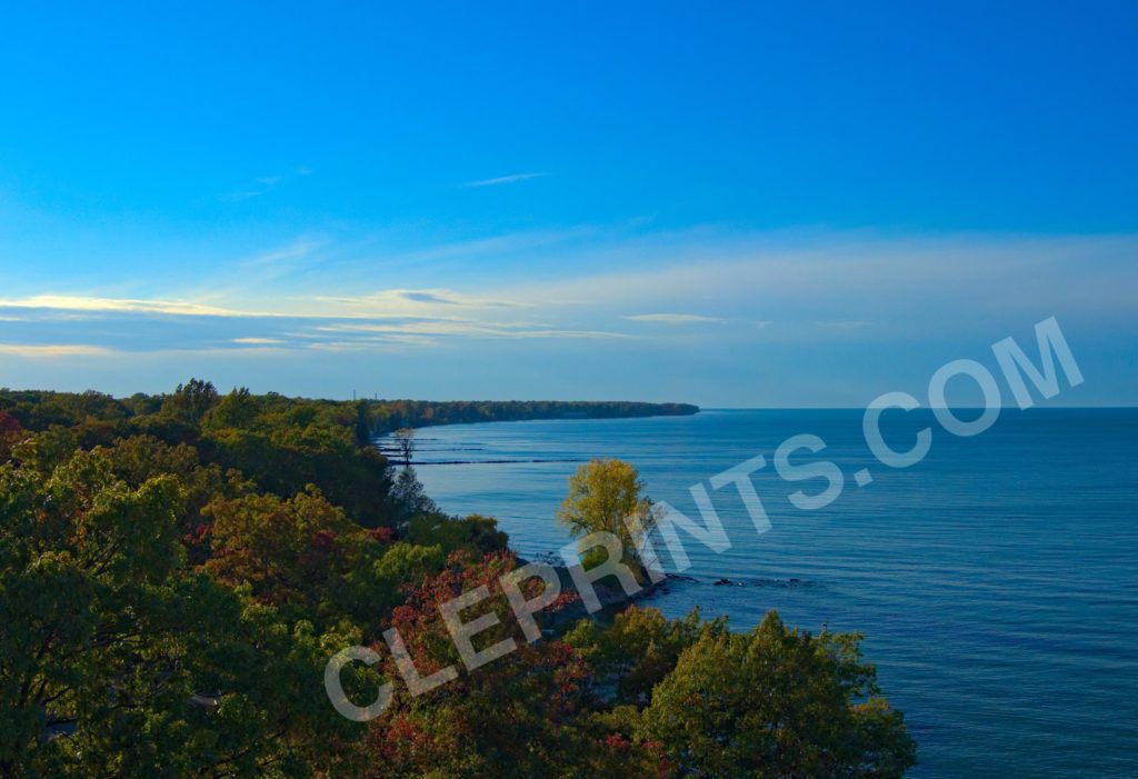 Drone View Of Lake Erie From Bay Village, Ohio In Fall